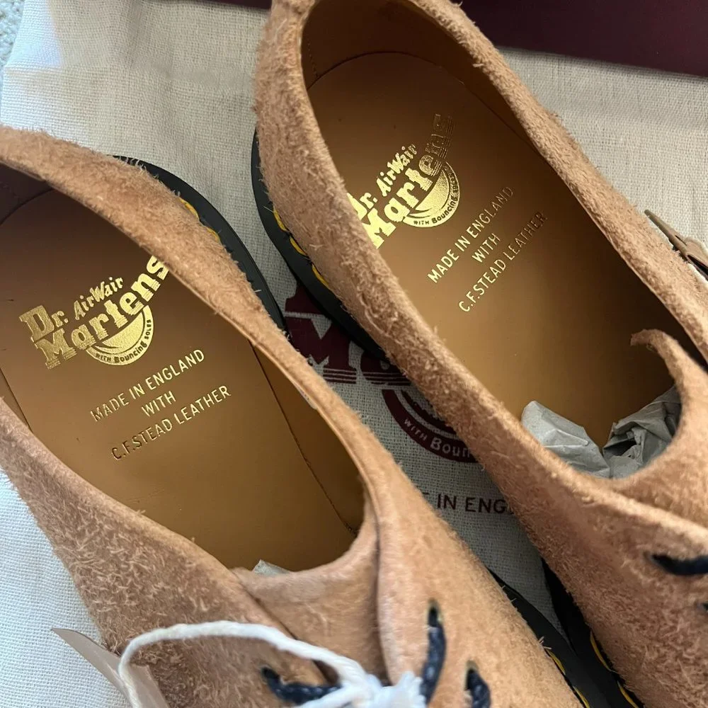 Made in ENGLAND DR. MARTENS 1461 BEX OXFORD IN Sandy Tan Tufted Suede MSRP$275
